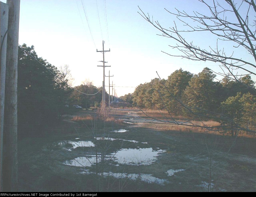 Remnants of roadbed seen from Rte. 70, looking west